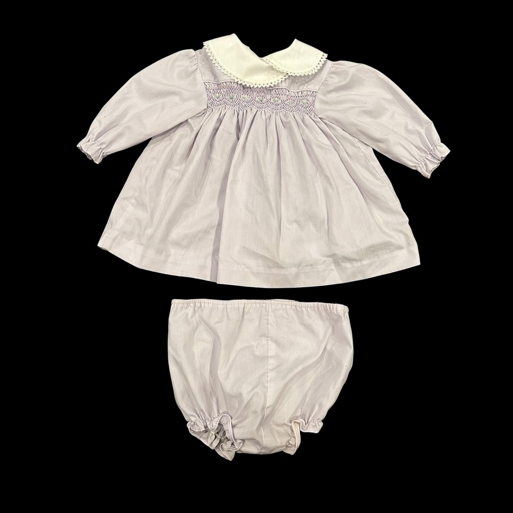Polly Flinders Vintage Lavender Smocked Dress and Bloomers Set 18 Months I 2843